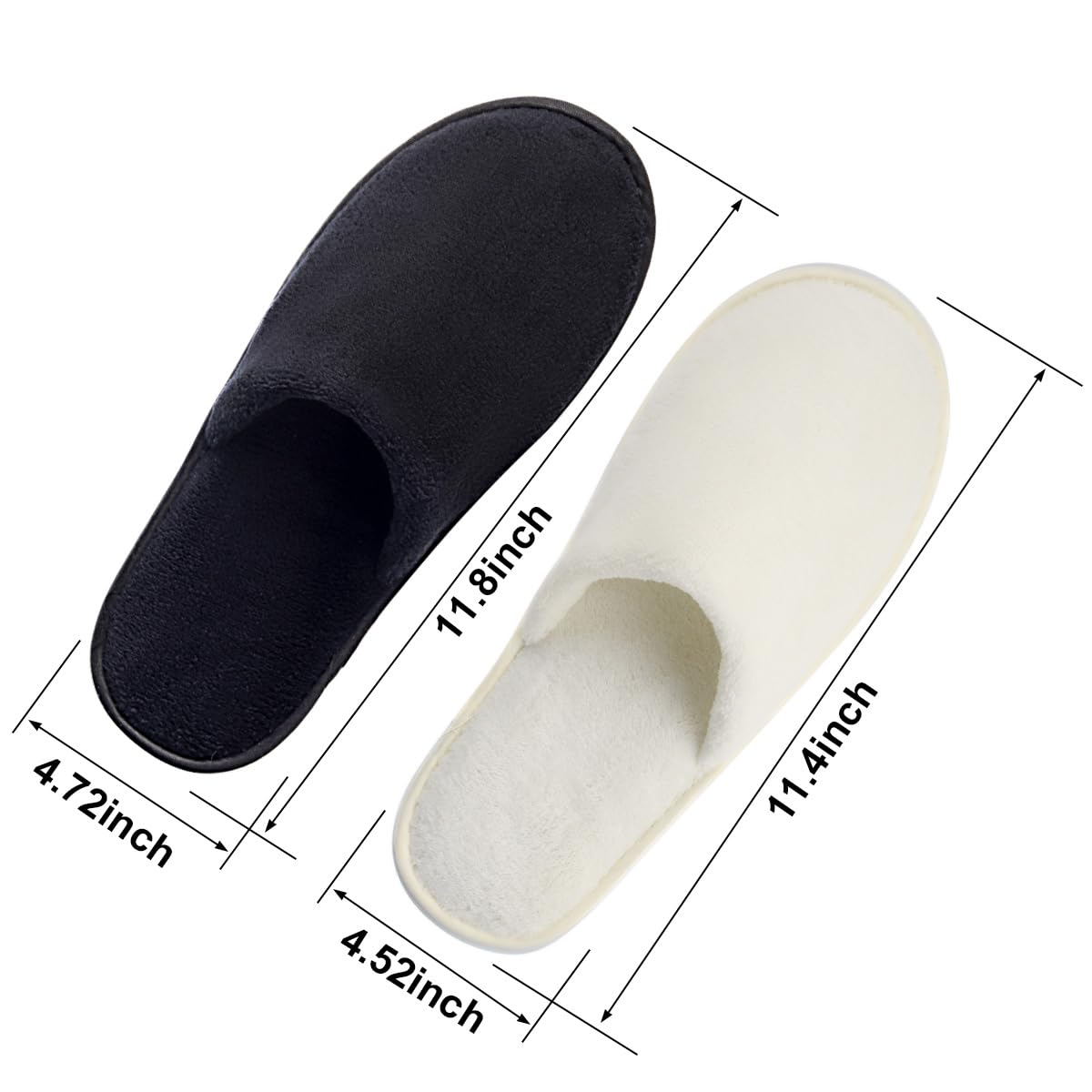Yeios Disposable Slippers for Guest 12 Pairs Hotel Slippers Spa Slippers for Travel,0.78inch Extra Thick Sole 180GSM Coral Fleece Non-slip Reusable Washable,Two Size for Women and Men Beige and Black