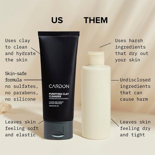 Cardon Men's Deep Pore Cleaning Clay Face Wash - 4X Better Than Charcoal for Oily Skin | Korean Premium Care (1 CT)