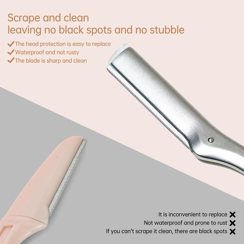 Facial Razor Replacement Blades Be suitable for Tweezerman Stainless steel blade,Including one cleaning brush. Pack of 60 (No handle included)