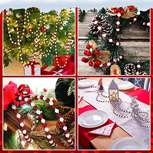 Christmas Candy Garland Beads Set - Multi Color Glitter 40ft with White, Red & Silver Variations