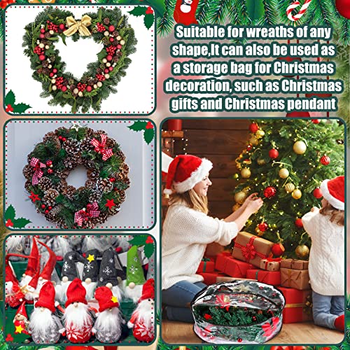 Wreath Storage Bags 30 Inch - Clear & Black, 10 Pack with Dual Zippers