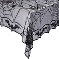Halloween Black Lace Tablecloth 48x96 Inches Spooky Spider Web Design - Rectangular