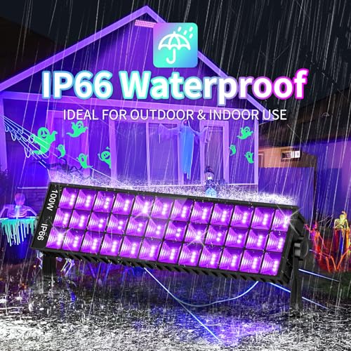 100W Black Light Bar IP66 Waterproof for Halloween & Outdoor Use - 1400 sq.ft
