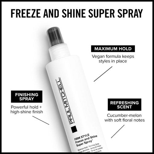 Paul Mitchell Freeze and Shine Super Hairspray - Maximum Hold & Shiny Finish for Coarse Hair