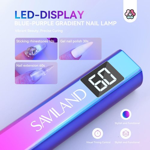 SAVILAND U V Light for Nails – Handheld UV Lamp for Gel Nails LED Nail Flash Cure Lamp Portable Mini Nail Dryer for Curing Gel Polish Glue USB Nail Art Flash Cure Light Home DIY Manicure (12W)