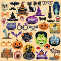 Halloween Photo Booth Props Set - 38 Pcs Trick or Treat Party Decorations