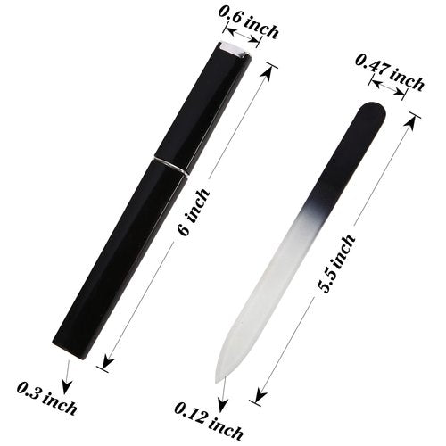 3 Pack Crystal Glass Fingernail File with Case for Natural Nail Professional Czech Glass File Double-Sided Etched Gentle Nail Care Stocking Stuffers for Women or Adults, Unique Gifts