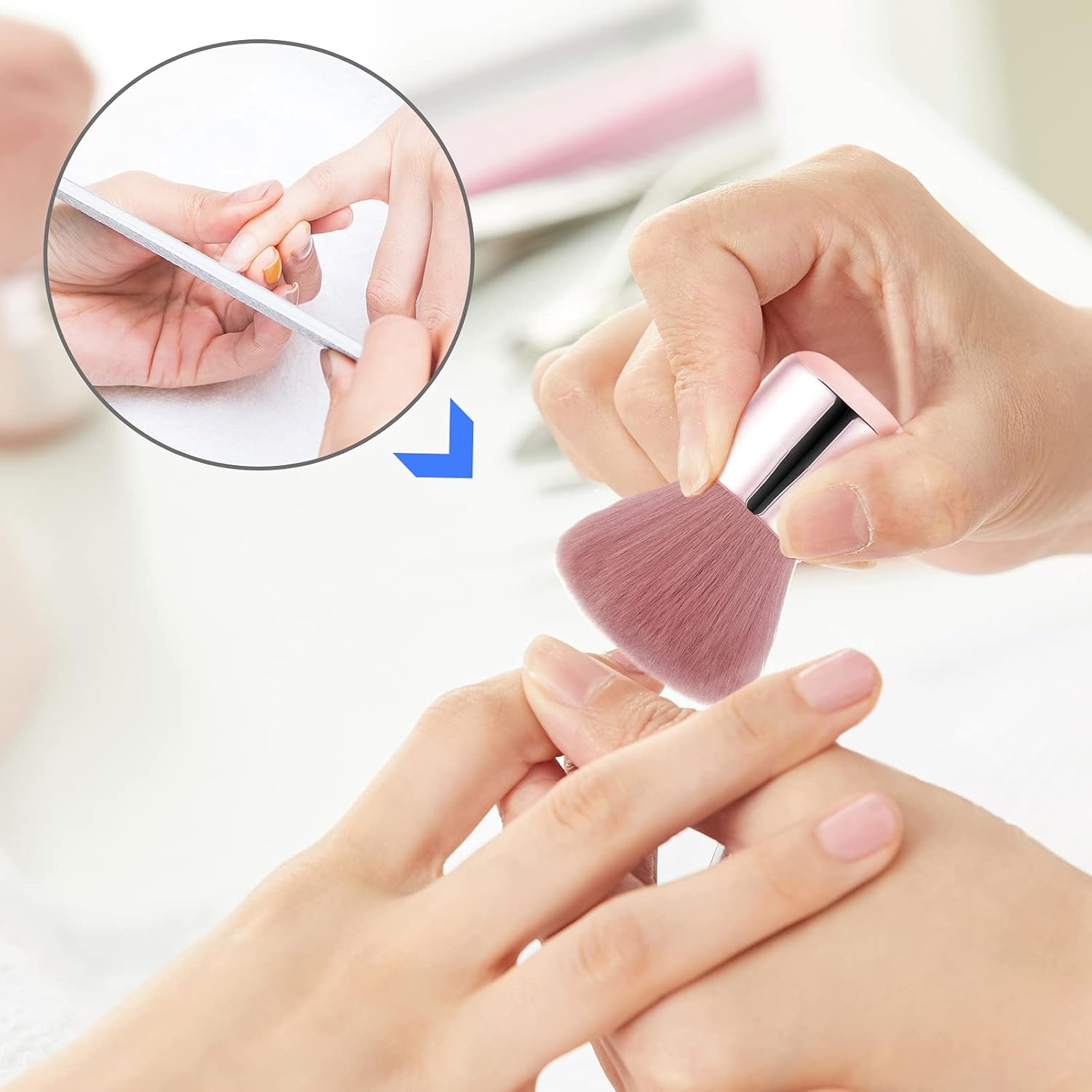 Vaincre Nail Art Dust Remover Brush - Soft Cleaner for Acrylic Application | Pink Color