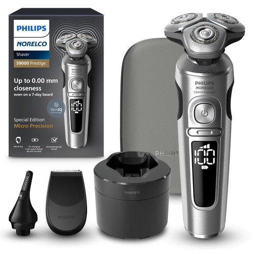Philips Norelco Shaver Series 9000 Prestige - Wet & Dry Electric Shaver with SenseIQ Technology | Includes Nose Trimmer & Premium Case