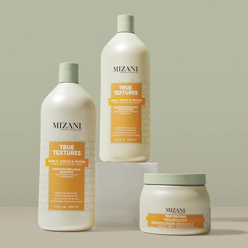 MIZANI True Textures Moisture Replenish Shampoo - Hydrating Curly Hair Care with Coconut Oil, Sulfate-Free