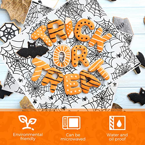 Halloween Wax Paper Sheets - Black Spider Pattern, 150 Pieces