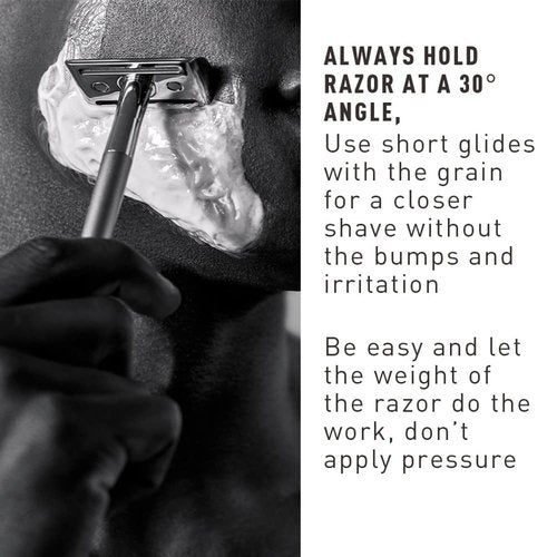 Bevel Safety Razor - Brass Weighted Handle & 10 Double Edge Blades | Prevent Razor Bumps, Black