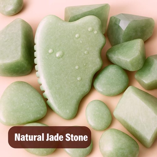 Gua Sha Facial Tools,Jade Gua Sha Stone Comb Edge, Guasha Tool for Face Jawline Sculpting Gifts