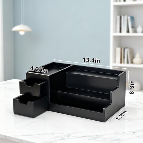 UUyuality Countertop Perfume & Makeup Organizer - Wooden Rack, Cologne Stand Shelves & Skincare Organizer for Bedroom Dresser, Organizador de Perfumes Estante para Perfumes (Black, 01)