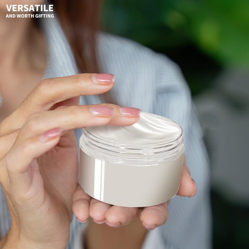 8 oz Plastic Container Jars with Labels, 6 Pcs Empty Round Cosmetic Containers with Black Lid for Cream, Body Butter, Makeup, Travel Samples (Clear)