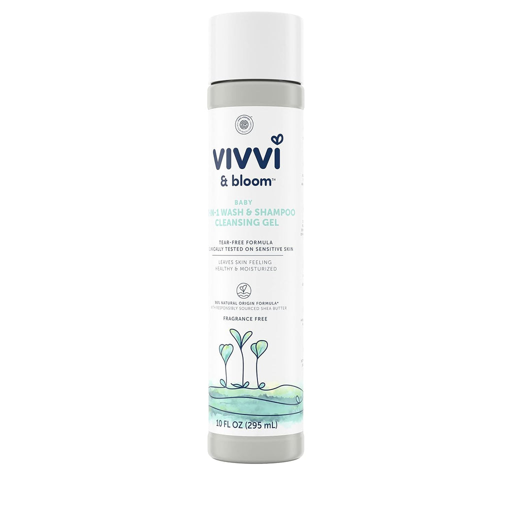 Vivvi & Bloom Gentle 2-in-1 Baby Wash & Shampoo - Fragrance-Free Cleansing Gel for Sensitive Skin, 10 fl. oz.