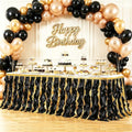 Black Gold 21ft Sequin Table Skirt for Rectangular Tables - Glitter Fringe Tutu Ruffle Party Decor