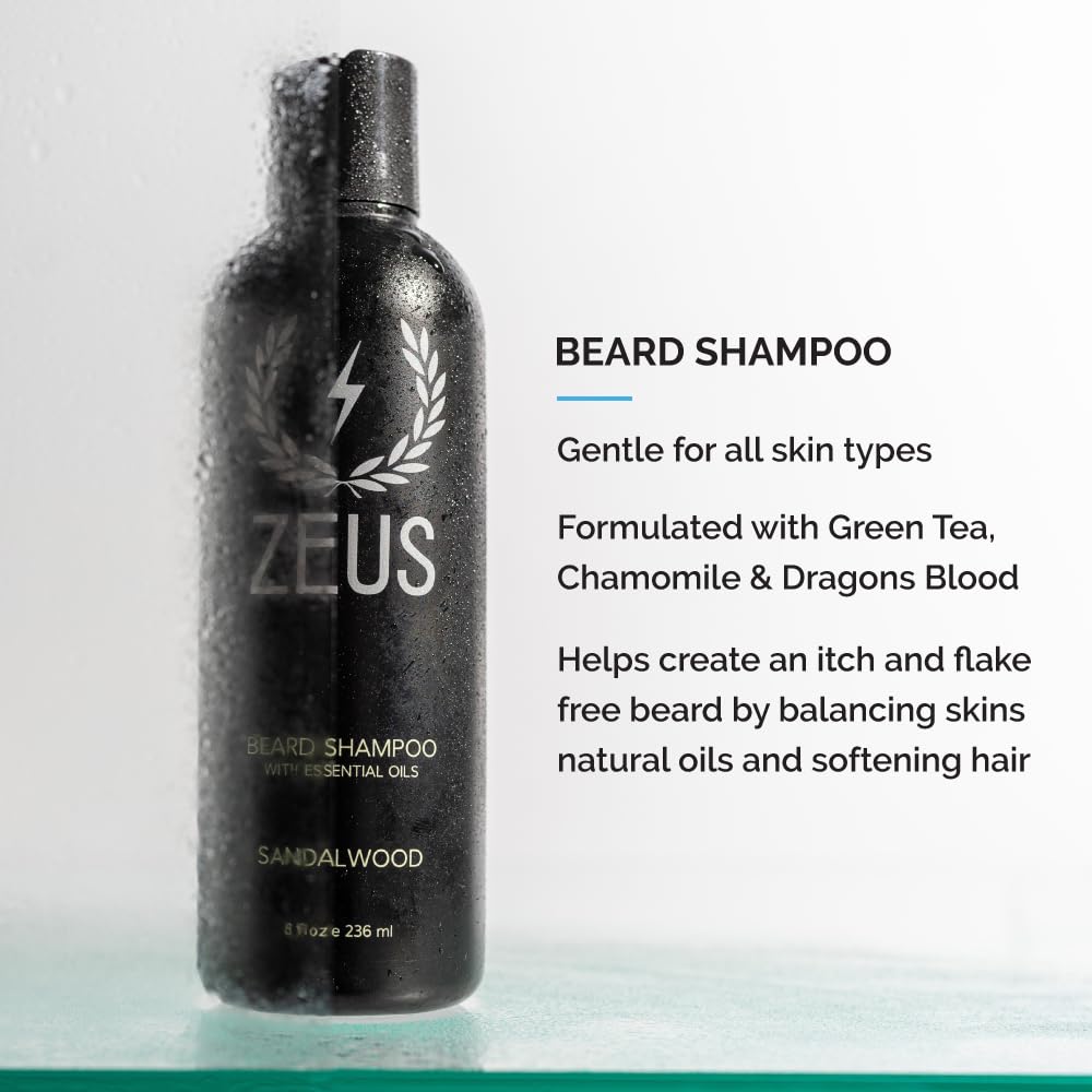 ZEUS Starter Beard Wash & Beard Oil Kit for Men, Softens, Hydrates & Moisturizes Facial Hair, Promotes Healthy Growth & Shine (Made In USA) Vanilla Rum