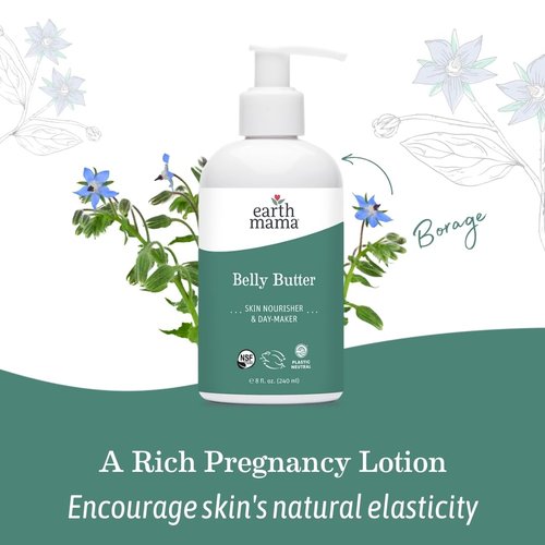 Earth Mama Belly Butter, Maternity Moisturizer for Dry Skin | Lotion for Pregnancy and Postpartum Recovery Self Care, Body Cream with Aloe, Fragrance Free, 8-Fluid Ounce