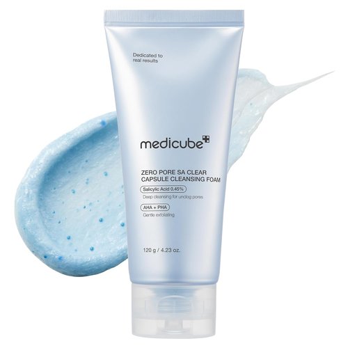 Medicube Facial Cleanser - Zero Pore Capsule Cleansing Foam | Gentle Daily Cleanser for Blackhead & Pore Care | AHA, BHA & PHA Formula, 4.23 oz