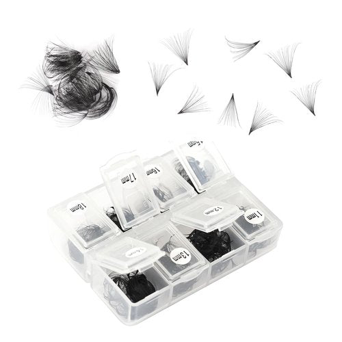 600 Fans 20D Curly Premade Eyelash Extensions 11-18mm Mixed Length Handmade Thin Base Pre-made Fan Clusters D Curly Loose Fan Design for Natural Volume (20D-0.05-D-11-18mm）