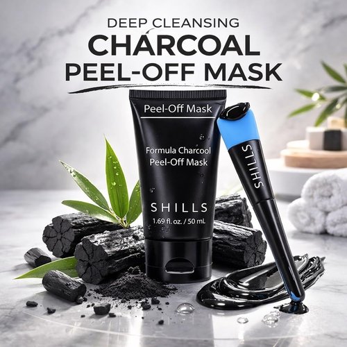 SHILLS Charcoal Mask for Men - Deep Cleansing Formula with Brush Set | 1.69 fl. oz
