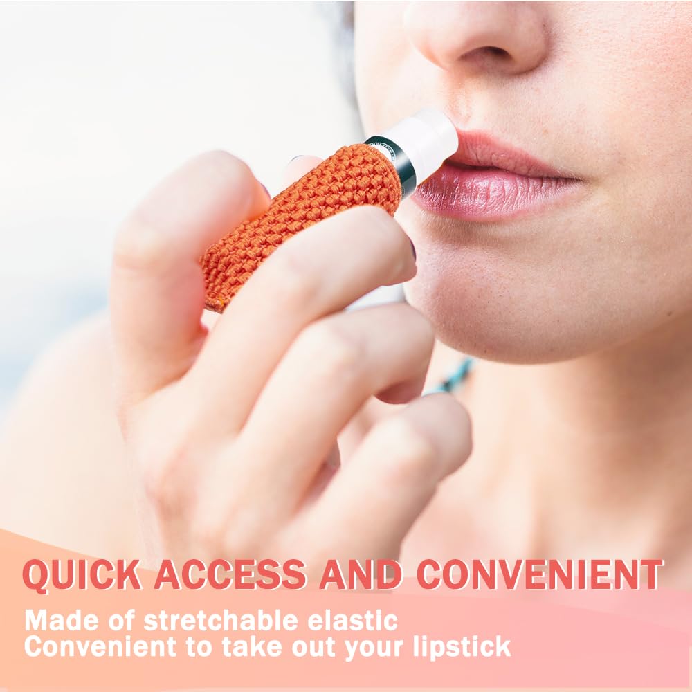 WK IEASON Lip Balm Sleeves Holder Keychain Bulk 10pcs Clip on Chapstick Key chain Holder Lip Gloss Keychain Holder Sleeve Tight-Knit Elastic Lipstick Key Chain Holder