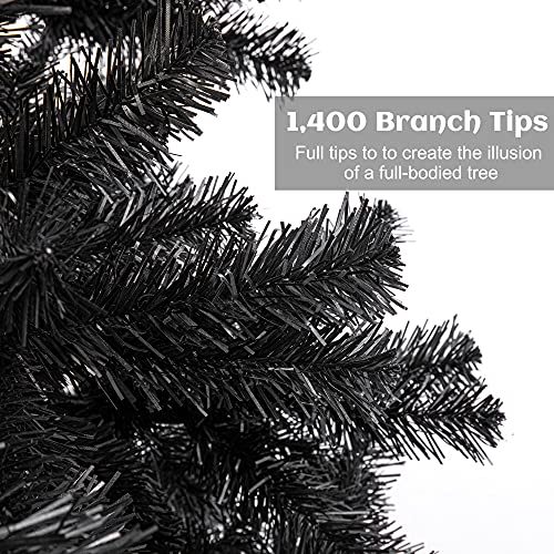 Black Artificial Christmas Tree 7.5Ft with 1400 Tips - Premium Faux Holiday Tree