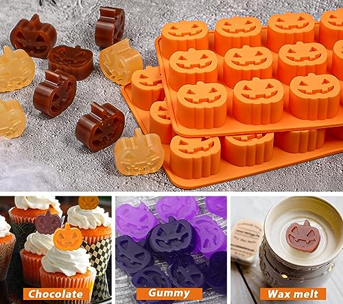Halloween Pumpkin Chocolate Mold 2-Piece Silicone Candy Molds for Cakes, Cookies, Jellies, and Decorations - Pumpkin-2pcs
