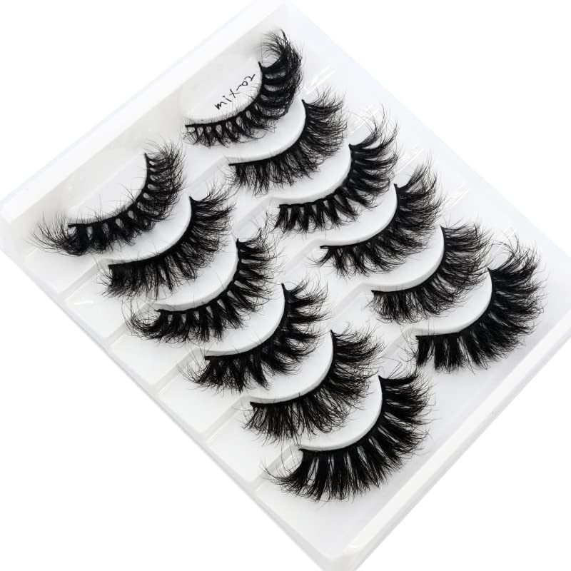 False Eyelashes 6 Pairs Cat-Eye Fluffy Faux Mink Lashes 8D Wispy Style Mix-02