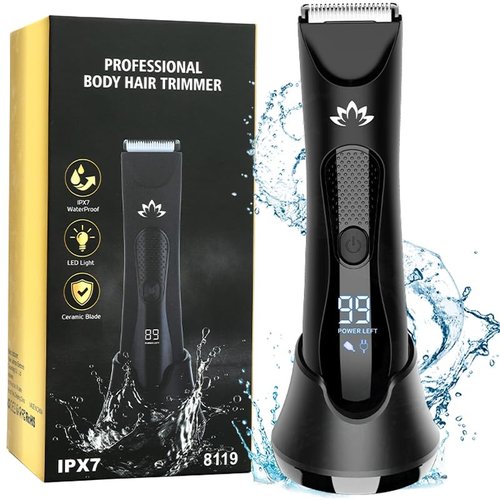 Suttik Manscape Body & Pubic Hair Trimmer for Men, Groin & Ball Trimmer Men, Electric Razor Mens Grooming Kit, Body Groomer Ball Shaver for Smooth Wet/Dry Shaving, Led Light