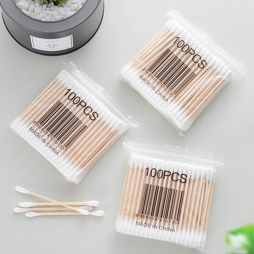 RIKWOG Cotton Swabs, 1200 Count Bamboo Sticks Cotton Swabs with 2 Clear Container Cotton Buds with Wooden Handles For Ears Makeup or Nails Personal Care