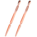 2PCS Rose Gold Stainless Steel Nail Art Tools Pinching Cuticle Pusher - Multifunction False Nail Shaping Tweezers Manicure Tool