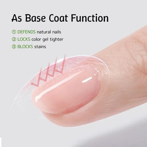 Love easy 6-in-1 Builder Gel for Nails, Brush on Crystal Clear Base Coat Soft Gel Polish Strengthening Building Apex Extension Thickening Enhancement for Home DIY Beginner Salon Manicure(U V Curing)