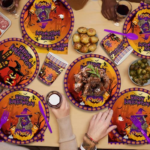 Halloween Party Tableware Set - 20 Plates, Napkins, Cups & Utensils for 20 Guests