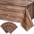 Wood Grain Plastic Tablecloth - Brown, 54 x 108 Inches, 6 Pack