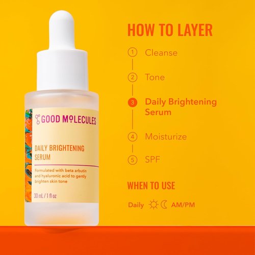 Good Molecules Daily Brightening Serum Pack 2 – 1 fl oz / 30 ml Each | Lightweight Brightening Serum with Beta Arbutin 3% & Hyaluronic Acid for Even-Looking Skin