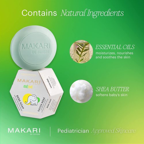 Makari Baby Soap - Moisturizing Daily Bar Soap for Delicate Skin | 5.4oz with Shea Butter & Botanical Ingredients