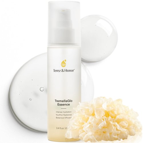 TEREZ & HONOR TremellaGlo Face Serum: Hydrating Facial Serum for Glass Skin - Korean Skincare Formula with Snow Mushroom & Hyaluronic Acid, for Sensitive & Dry Skin, Vegan, 3.4 FL OZ/100mL