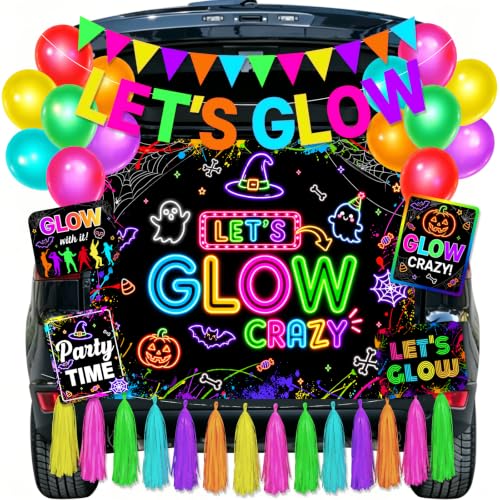 Neon Trunk or Treat Car Decorations Kit for SUV Halloween Party Outdoor