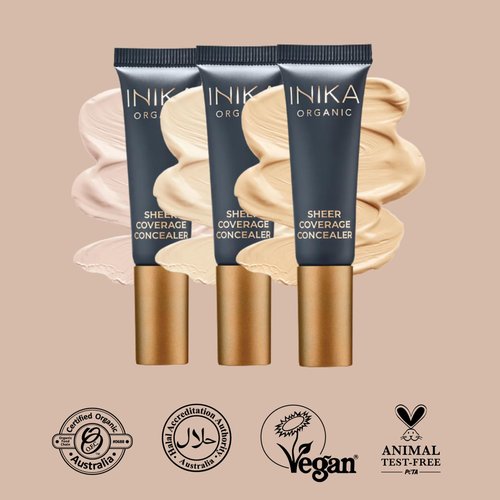 INIKA Organic Sheer Coverage Concealer | Disguise Dark Circles, Cover up Blemishes, Creamy formula, Vegan Ingredients, All Day Wear that Hydrates and Nourishes. Vanilla