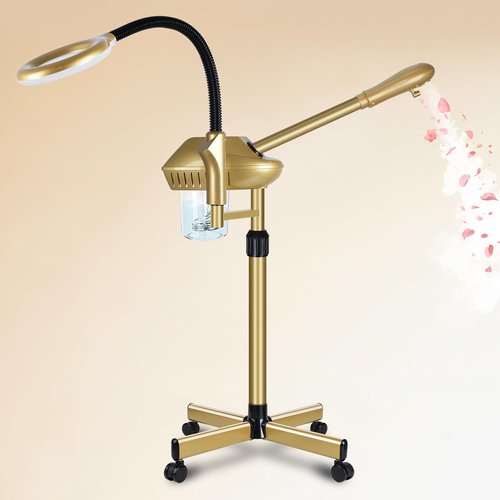 Chetunju Professional Facial Steamer Adjustable Height and Angle, Face Steamer Clean Skin Firming Pores and Moisturizing Suitable for a Beauty, Spa, at Home（Gold）