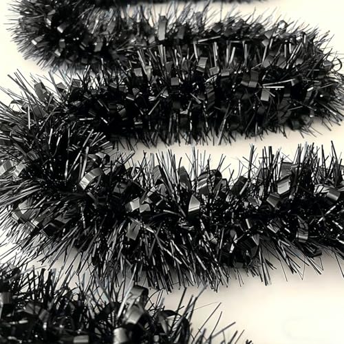 Black Tinsel Garland 33Ft Christmas Decorations Festive Holiday Party Decor