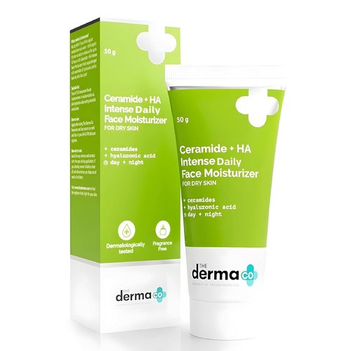 Derma Co Ceramide + HA Daily Face Moisturizer - Long-Lasting Hydration | Fragrance-Free, Lightweight | 1.76 Oz/50g