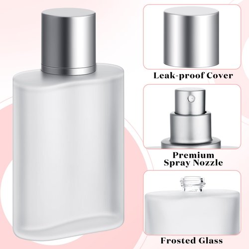 Tessco for you 12 Pcs 50/100ml Frosted Glass Bottle Perfume Atomizer Refillable Spray Empty Perfume Dispenser Fine Mist Atomizer Cosmetic Container for Travel Men Women (1.7 Ounces,Silver Gray)
