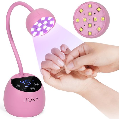 LIORA UV LED Nail Lamp: Cordless USB Rechargeable Gooseneck Lamp for Gel Nails with 4 Timers & Auto Sensor, Flash Curing Nail Dryer for Salon, Home & DIY Use