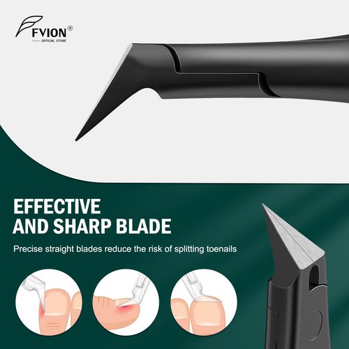 FVION Straight Blade Toenail Clippers, Comfort Handle Ingrown Toe Nail Clippers for Thick Nails for Seniors, Finger Nail Clippers for Adult (Black)