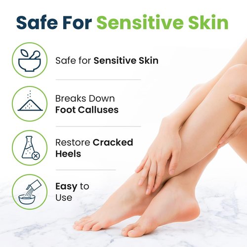 FOOT CURE Exfoliator & Callus Remover Pedicure Set – Care Kit Includes File for Dead Skin, Tea Tree Oil Soak Salts, Urea Cream 40 Percent Removal Gel Made in USA, Ivory, 4 Piece
