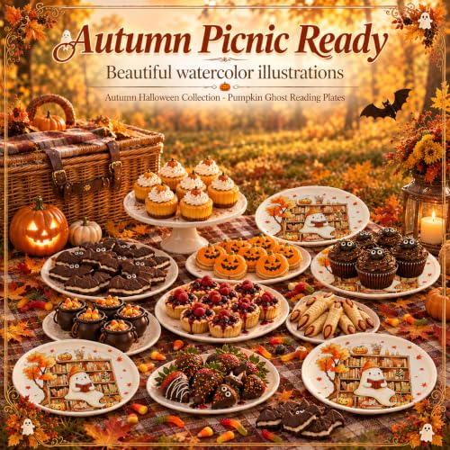 Fall Ghost Paper Plates - 100Pcs 7-Inch Halloween Disposable Halloween Party Dinnerware - Fall Themed Party Supplies