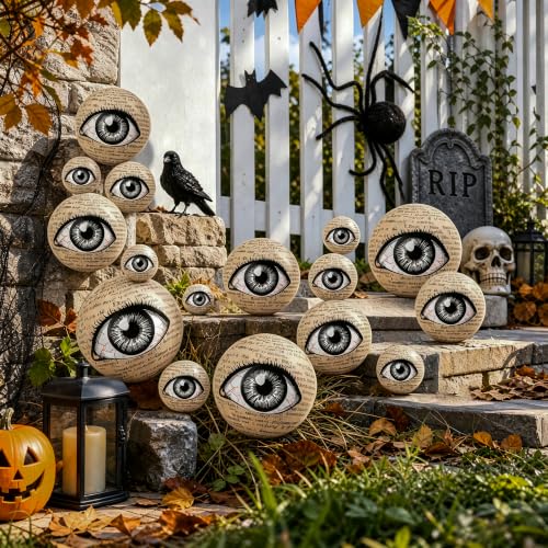 16 Pcs Halloween Eyeball Orbs Set - Realistic Scary Eye Decorations in 4 Sizes